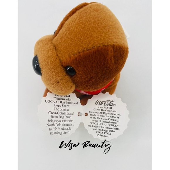 Coca Cola Walrus Bean Bag Plush With Coke Bottle & Red Logo Scarf Vintage 1998 - Picture 5 of 5